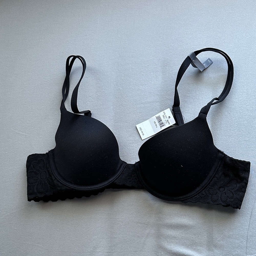 Aerie Black Floral Lace Bra